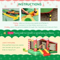 Outsunny 3-in-1 Kids Inflatable Bounce House Christmas Jumping Castle with Christmas Tree Pattern, Includes Trampoline, Pool, Slide, Carry Bag, Repair Patches and Air Blower(m-8)