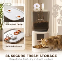 PawHut Automatic Cat Feeder, 2.4G WiFi, Smart APP Control 8L Pet Feeder Dispenser 1-10 Meals with 10s Meal Call Back(m-6)