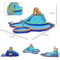 Outsunny 4 in 1 Kids Bounce House w/ Slide, Pool, Climbing Wall, Water Cannon, Blower, Carrying Bag for 3-8 Years(m-3)