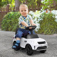 Qaba 2 in 1 Land Rover Licensed 6V Ride on Car Sliding Car Battery Powered Electric Car w/ Headlights Music Horn, White(m-2)