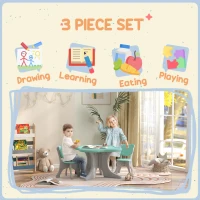 Qaba 3 Piece Kids Table and Chairs Set for 3-6 Years Old, Light Blue(m-4)