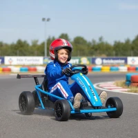 Qaba 24V 7AH Kids Electric Go Kart, 8.1 MPH Battery Powered Drift Kart with Dual Motors, Soft Start for 8-12 Years, Blue(m-2)