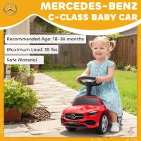 Qaba Mercedes-Benz C-Class Licensed Kids Ride On Car, Foot-to-Floor Toy with Anti-Tip Design, Horn & Start Sound, Red(m-4)