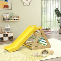 Qaba 5 in 1 Pikler Triangle Set with Slide & Sandbags for Kids 18-48 Months(m-10)