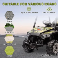 Qaba 12V Kids Electric Car with Parent Remote Control, Spring Suspension, Soft Start, Music, LED Light, Safety Belt, Green(m-4)