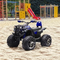 Aosom 12V 4 Wheeler Kids ATV with Music, Headlights for 37-60 Months Boys and Girls, Blue(m-9)