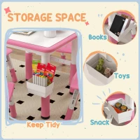 Qaba 5 Pieces Toddler Table and Chair Set, Height Adjustable Activity Table and Chair Set for Nursery Classroom, Pink(m-6)