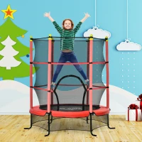 Soozier 5.3' Kids Trampoline with Safety Enclosure for 3-10 Years, Red(m-10)
