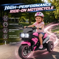 Aosom 6V Kids Motorcycle, Battery-Operated Mini Electric Motorbike with Forward/Reverse Switch, Horn, Pink(m-4)