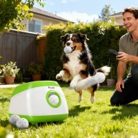PawHut Automatic Dog Ball Launcher with 26-80 FT Distance, Automatic Ball Launcher for Medium and Large Dogs, Green(m-2)