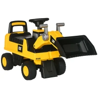 Aosom Caterpillar CAT Licensed Kids Ride on Excavator No Power Construction Vehicles with Manual Shovel, Horn, Hidden Storage(m-11)