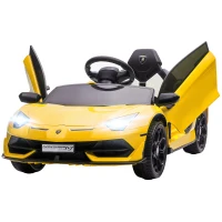Aosom Lamborghini Licensed Kids Ride on Car w/ Easy Transport, Yellow(m-1)