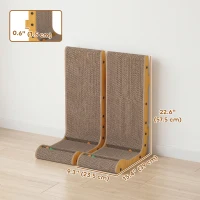 PawHut 2PCS Cat Scratching Board L Shape Cat Scratcher Cat Scratching Pad with 3 Toy Balls, Catnip(m-3)