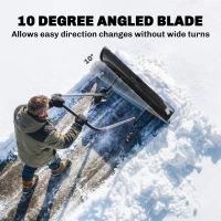 Outsunny 37-Inch Extra Wide Snow Shovel with Wheels, Heavy Duty Aluminum Snow Pusher with Ergonomic Adjustable Handle, Black(m-6)
