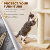 PawHut Cat Wall Shelves, 3-in-1 Cat Wall Furniture Set with Scratching Post for Indoor Kittens Climbing Sleeping, Beige(m-7)