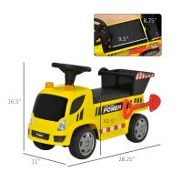 Aosom Kids Push Car Toddler Ride-on Construction Toy Cart for Age 18-36 Months with Shovel, Headlights, and Music, Yellow(m-3)