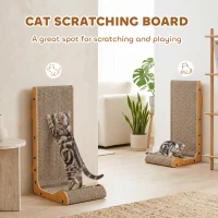 PawHut 2PCS Cat Scratching Board L Shape Cat Scratcher Cat Scratching Pad with 3 Toy Balls, Catnip(m-4)