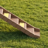 PawHut Dog Stairs for Car Truck SUV, Foldable Dog Ramp for Large Medium Small Dogs, Brown(m-9)