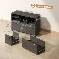 HOMCOM File Cabinet, 2 Drawer Mobile Lateral Filing Cabinet Printer Stand with Lock, Charging Station, Hanging Bars, Black(m-3)
