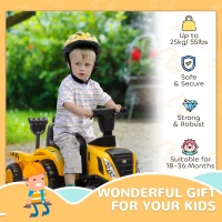 Qaba Caterpillar Licensed Ride-On Construction Toy with Shovel & Trailer, No Power Ride-on Tractor for 18-36 Months(m-4)