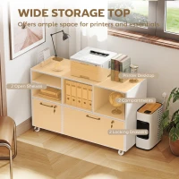 HOMCOM File Cabinet, 2 Drawer Mobile Lateral Filing Cabinet Printer Stand with Lock, Charging Station, Hanging Bars, White(m-7)