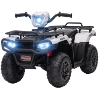 Aosom 12V Electric Toy Car with Forward Backward Function, Music, LED Headlights, for Ages 3-5 Years, White(m-11)