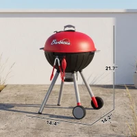Qaba Kids Kitchen Playset with Sounds, Lights & Realistic Charcoal Effect, 40PCS Pretend BBQ Grill Playset for 3-6 Y, Red(m-3)