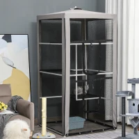 PawHut 79"H Catio Outdoor Cat Enclosure, Steel Frame Cat Cage with 3 Platforms, 2 Doors and 4 Sandbags for Stability(m-1)