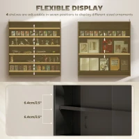 HOMCOM 7-Tier Display Cabinet, Shot Glass Display Case, Glass Curio Cabinet with 2 Glass Doors and 6 Adjustable Shelves, Black(m-4)