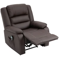HOMCOM Vibrating Massage PU Leather Recliner Chair, Footrest with Remote Control, 8 Massaging Points, Dark Brown(m-11)