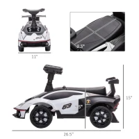 Aosom Ride on Push Car, Ride Racer, Foot-to-Floor Walking Sliding Car for Toddler with Under Seat Storage, Horn and Engine Sound, Steering Wheel, Aged 18-36 Months, White(m-3)