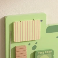 Qaba Busy Board Panels Wall-Mounted Montessori Sensory Toys Sensory Wall MDF 87 x 52 x 5.5 cm Dinosaur, Green(m-8)