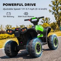 Aosom Kids ATV 4 Wheeler, 12V Kids Ride On Toy with Dual Motors, High & Low Speed, Music, Headlights, Up to 3.7 MPH, Green(m-4)