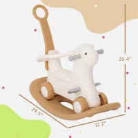 Qaba Rocking Horse for Toddlers 1-3 Years, 4-in-1 Baby Rocking Horse with Detachable Balance Board and Push Handle, Brown(m-3)