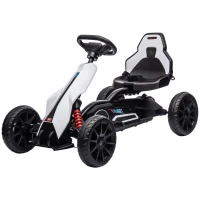 Aosom 12V Electric Go Kart for Kids, Ride On Toy with EVA Tires, 2 Speeds, Adjustable Seat, Safety Belt for 3-8 Years, White(m-1)