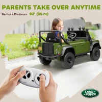 Qaba Land Rover Licensed Electric Car for Kids with Remote Control, Dual Motors, Spring Suspension, LED Lights, Dark Green(m-7)