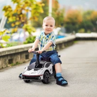 Aosom Ride on Push Car, Ride Racer, Foot-to-Floor Walking Sliding Car for Toddler with Under Seat Storage, Horn and Engine Sound, Steering Wheel, Aged 18-36 Months, White(m-10)