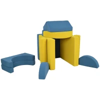 Qaba 14 Pieces Foam Climbing Blocks for Toddlers, Indoor Climb and Crawl Activity Play Set, Yellow(m-1)