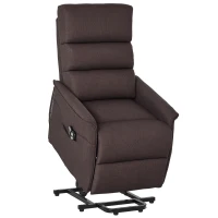 HOMCOM Power Lift Chair with Vibration Massage, Fabric Upholstered Recliner Chair for Elderly with Remote Control, Side Pockets, Brown(m-1)