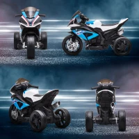 Aosom Licensed 6V Kids Ride on Motorcycle, Off-Road Battery Powered Three Wheels Dirtbike with USB, AUX, Music and Headlight for Toddler, Blue(m-9)
