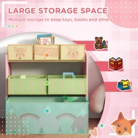 Qaba Toy Organizer with 6 Storage Bins, 25" x 12" x 26", Pink Print(m-4)
