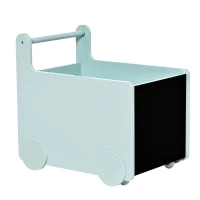 Qaba's Kids' Storage Cabinet, Organizer for Books, Crafts, Rollable Toy Chest Safely Transport Bookshelf with Included Wheels, Clean Play Room, Blue(m-1)