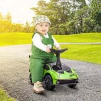 Aosom Ride on Push Car, Ride Racer, Foot-to-Floor Walking Sliding Car for Toddler with Under Seat Storage, Horn and Engine Sound, Steering Wheel, Aged 18-36 Months, Green(m-3)
