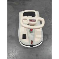 Qaba 12V Electric Wiggle Car with Convertible Steering Wheel Pull Handle, 2 Speed, Music, Lights for 3-5 Years, White(m-13)