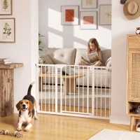 PawHut Baby Gate, Pet Safety Gate Pressure Fit, 30"-51" Wide with Two-Way Open, Auto-Close for Stair, Doorways, Hallways, Black(m-12)