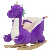 Qaba Baby Rocking Horse, Kids Ride On Dragon Toy with Realistic Dragon Roar and Safety Belt for Kids 18–36 Months, Purple(m-1)