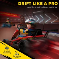 Qaba 24V 7AH Kids Electric Go Kart, 8.1 MPH Battery Powered Drift Kart with Dual Motors, Soft Start for 8-12 Years, Red(m-4)