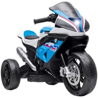Aosom Licensed 6V Kids Ride on Motorcycle, Off-Road Battery Powered Three Wheels Dirtbike with USB, AUX, Music and Headlight for Toddler, Blue(m-1)