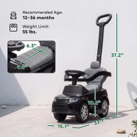 Qaba Land Rover Discovery Licensed Baby Push Car, 2-in-1 Ride on Car with Push Handle and Safety Guardrail, Black(m-3)