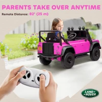 Qaba Land Rover Licensed Kids Ride on Truck with Remote Control, Spring Suspension, LED Lights, 3 Speed for Ages 3-5, Pink(m-7)